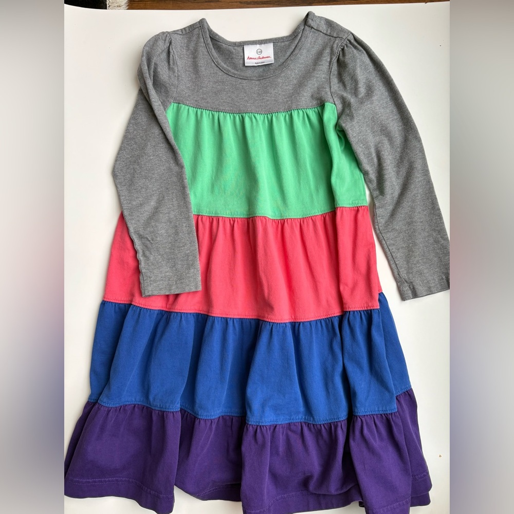 Hanna Andersson Gray and Green Raglan Long Sleeve Sundress